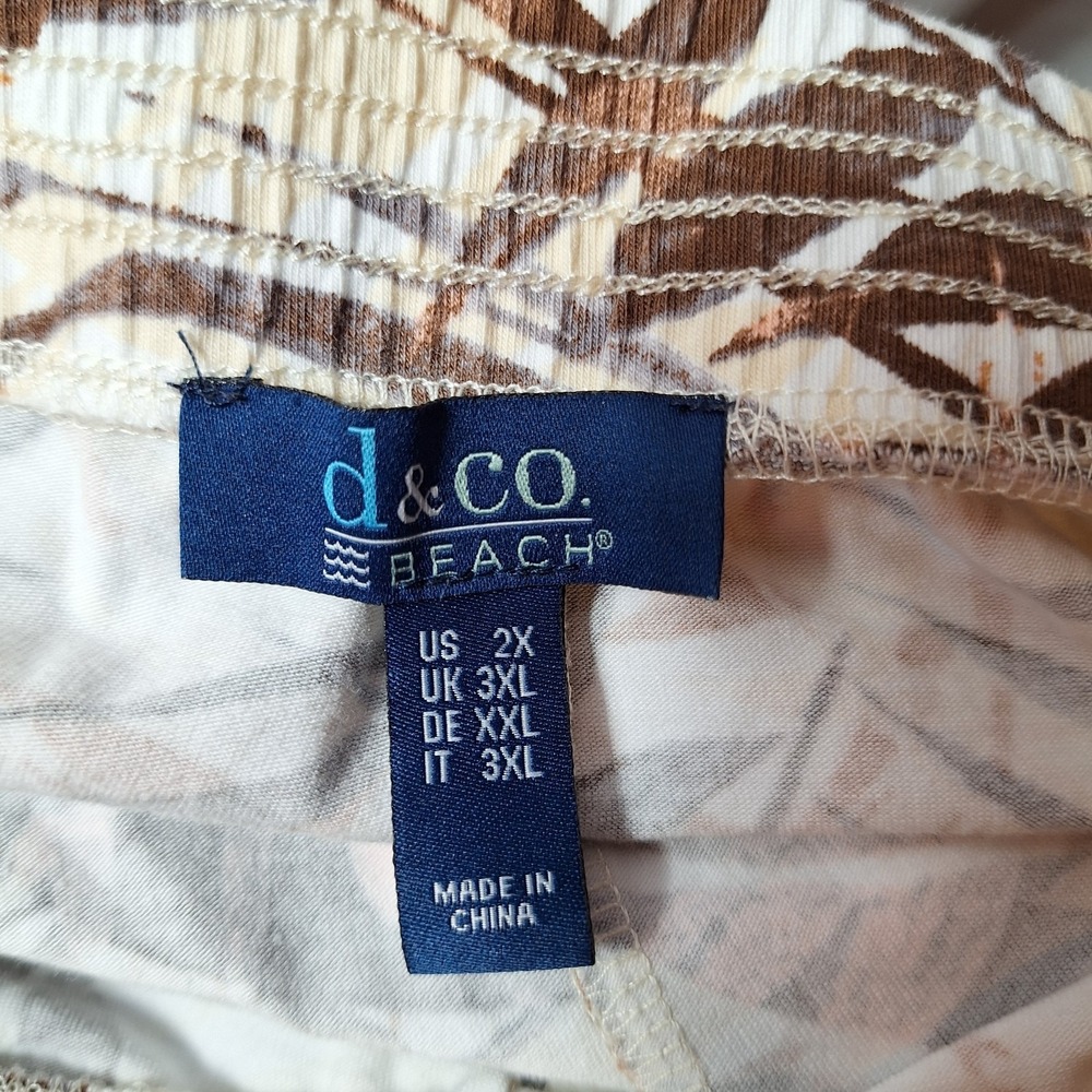 D&CO BEACH Hawaiian Aloha Cropped Pull-On Pant Sz 2X Tropical All-Over Palm Leaf - Picture 4 of 7